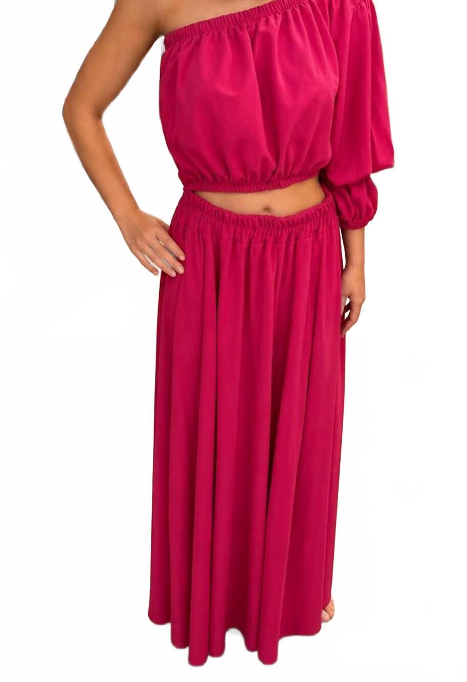 NEW KAREN T DESIGN women's cut and curve solid dress - plus in fuchsia